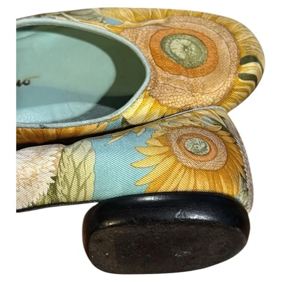 Salvatore Ferragamo Sunflower Scarf Yellow Floral Sz 6.5 Womens Ballet Flats - Picture 6 of 7